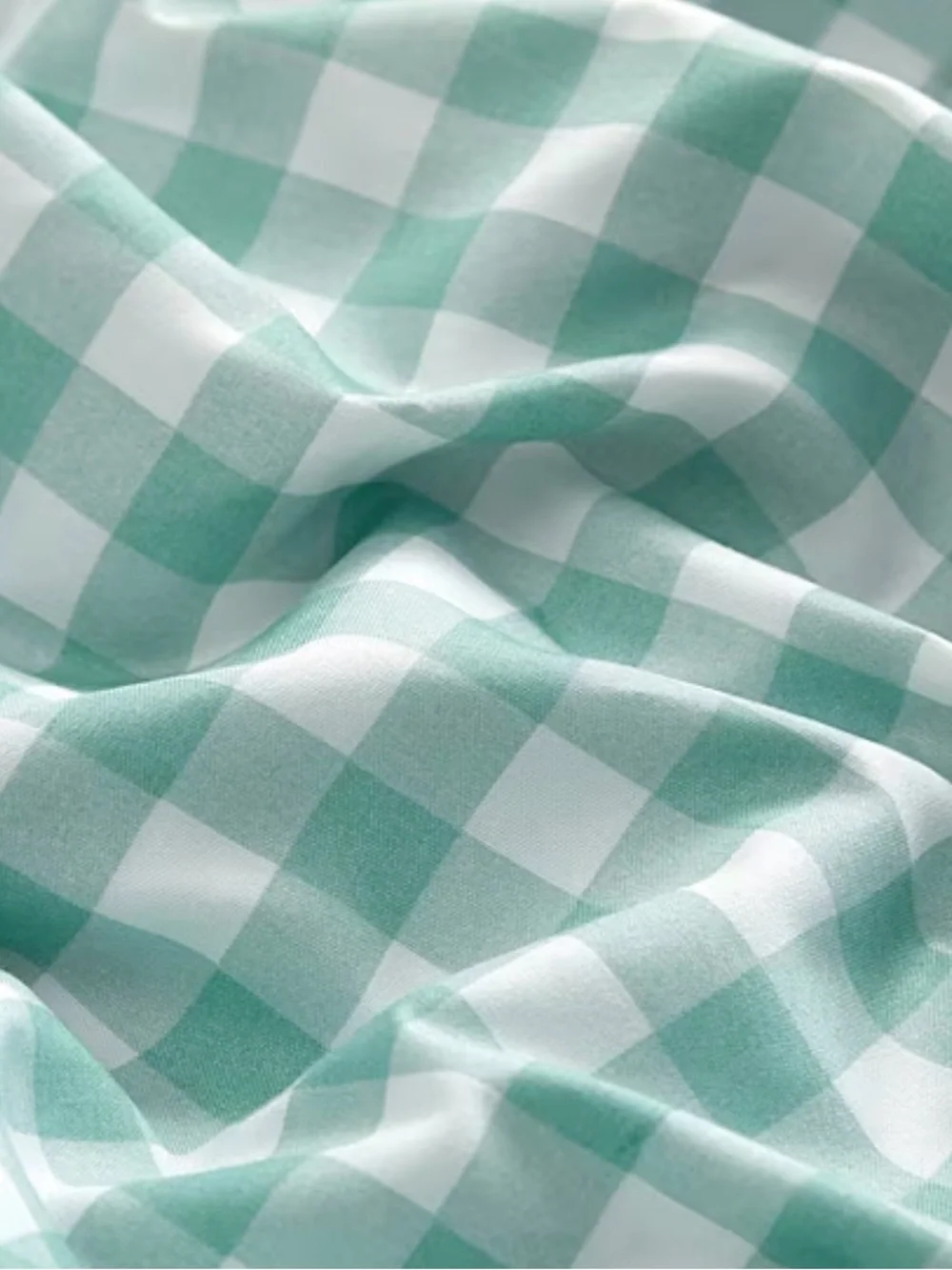 Sea Foam Green Gingham Ruched TWIN / TWIN XL Comforter Set ~ Cottage Charm